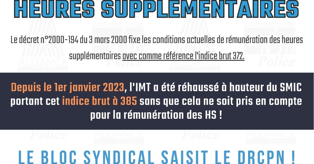 Revalorisation des heures supplémentaires - UNSA POLICE